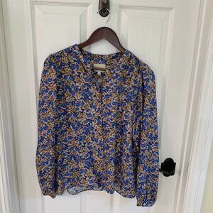 Sezane Irina Shirt in Blue Floral Print